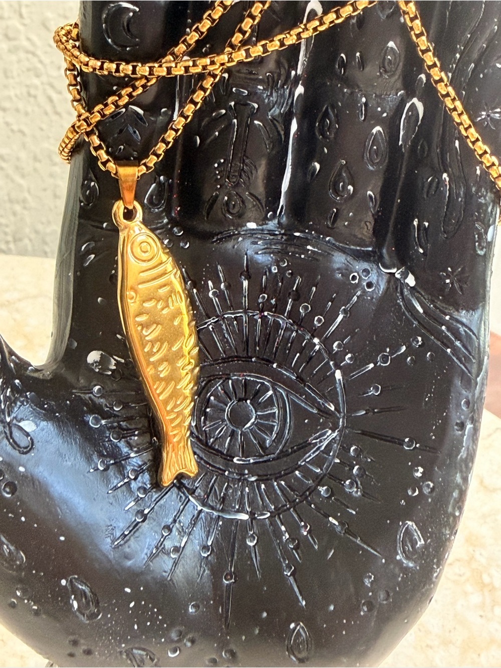3D Gold Fish Pendant Necklace for Men
